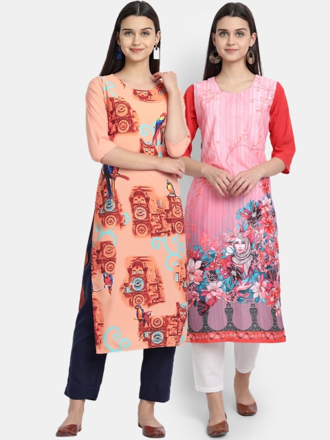 

KALINI Women Multicoloured Floral Printed Crepe Kurta, Multi