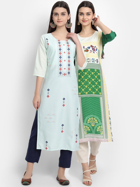 

KALINI Women Multicoloured Geometric Printed Crepe Kurta, Multi