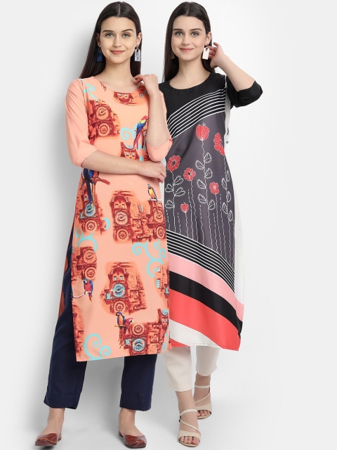 

KALINI Women Multicoloured Floral Printed Crepe Kurta, Multi