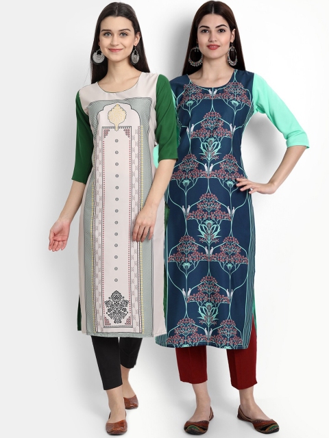 

KALINI Women Multicoloured Ethnic Motifs Embroidered Mirror Work Crepe Kurta, Multi