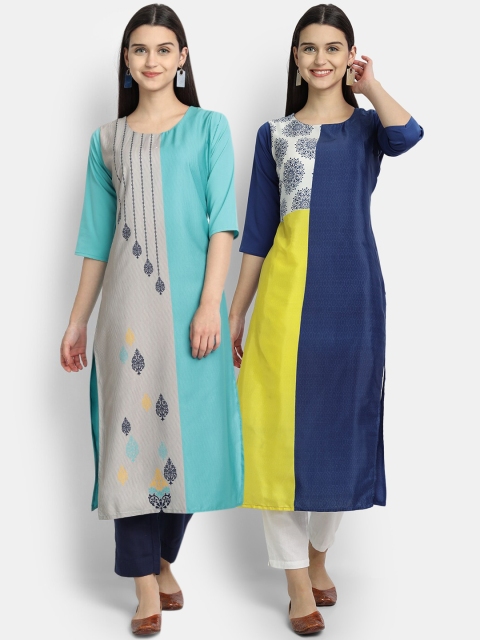 

KALINI Women Multicoloured Colourblocked Patchwork Crepe Kurta, Multi