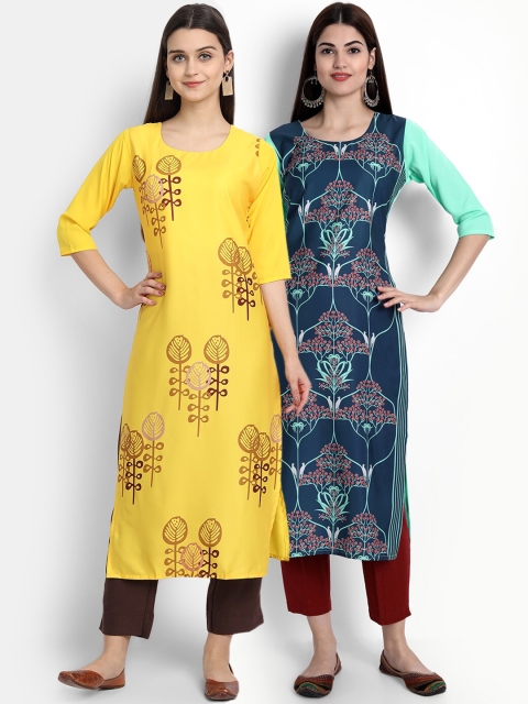 

KALINI Women Multicoloured Ethnic Motifs Printed Crepe Kurta, Multi