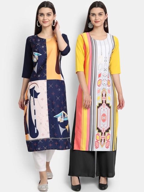 

KALINI Women Multicoloured Ethnic Motifs Printed Crepe Kurta, Multi