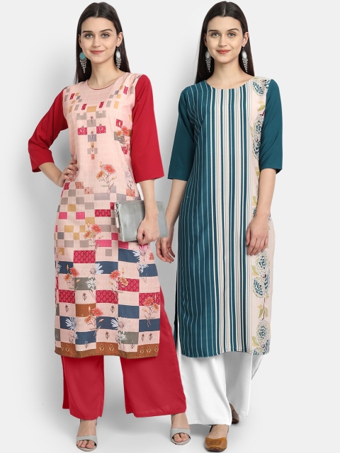 

KALINI Women Multicoloured Geometric Printed Crepe Kurta, Multi