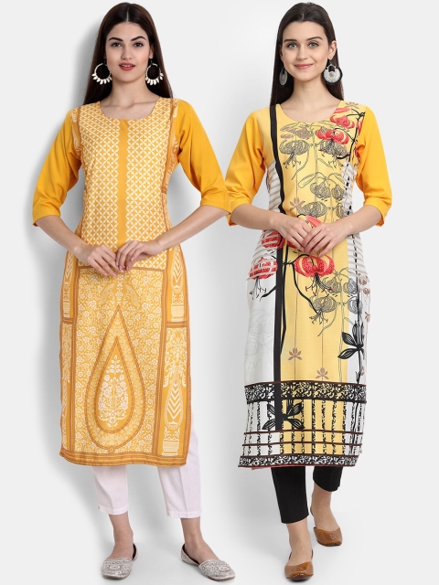 

KALINI Women Multicoloured Ethnic Motifs Printed Patchwork Crepe Kurta, Multi