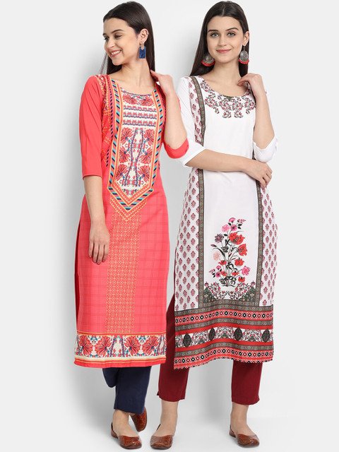 

KALINI Women Multicoloured Ethnic Motifs Mirror Work Crepe Kurta, Multi