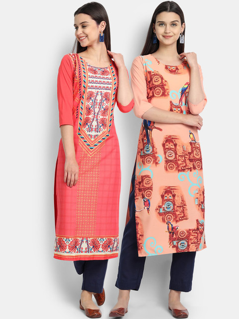 

KALINI Women Multicoloured Floral Printed Crepe Kurta, Multi