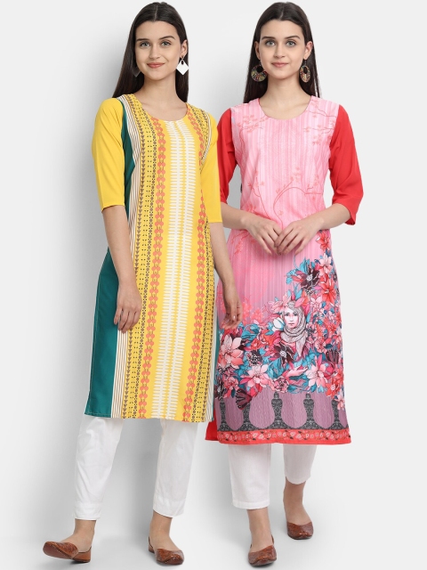 

KALINI Women Multicoloured Thread Work Crepe Kurta, Multi