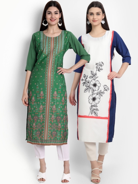 

KALINI Women Multicoloured Floral Printed Crepe Kurta, Multi