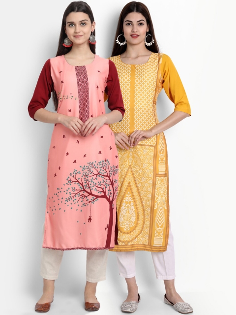 

KALINI Women Multicoloured Ethnic Motifs Printed Crepe Kurta, Multi