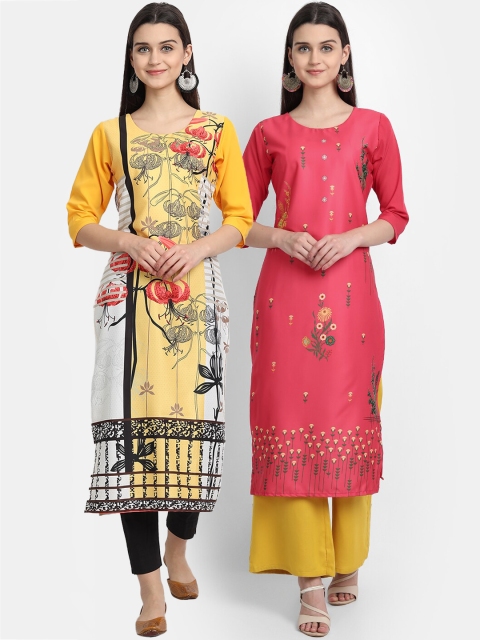 

KALINI Women Multicoloured Ethnic Motifs Printed Patchwork Crepe Kurta, Multi