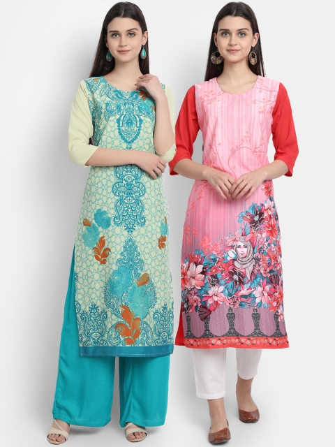 

KALINI Women Multicoloured Ethnic Motifs Embroidered Crepe Kurta, Multi