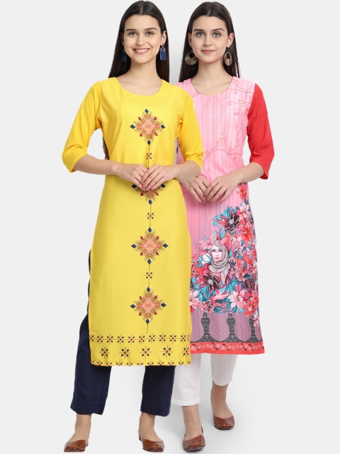 

KALINI Women Multicoloured Ethnic Motifs Embroidered Crepe Kurta, Multi
