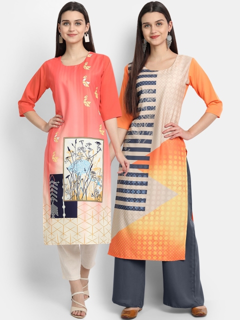 

KALINI Women Multicoloured Printed Extended Sleeves Crepe Kurta, Multi