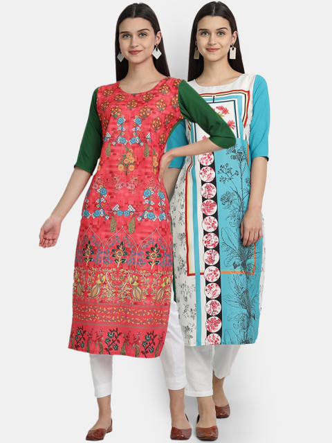 

KALINI Women Multicoloured Floral Printed Crepe Kurta, Multi