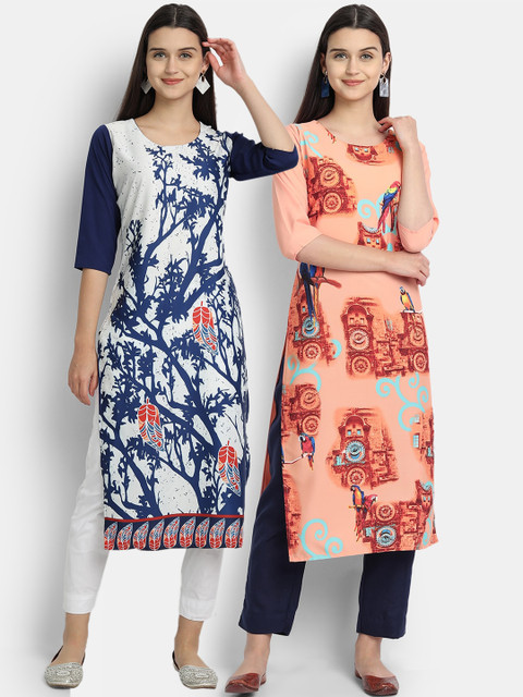 

KALINI Women Multicoloured Floral Printed Crepe Kurta, Multi