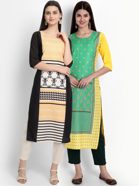 

KALINI Women Multicoloured Geometric Printed Crepe Kurta, Multi