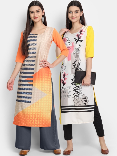 

KALINI Women Multicoloured Printed Extended Sleeves Crepe Kurta, Multi