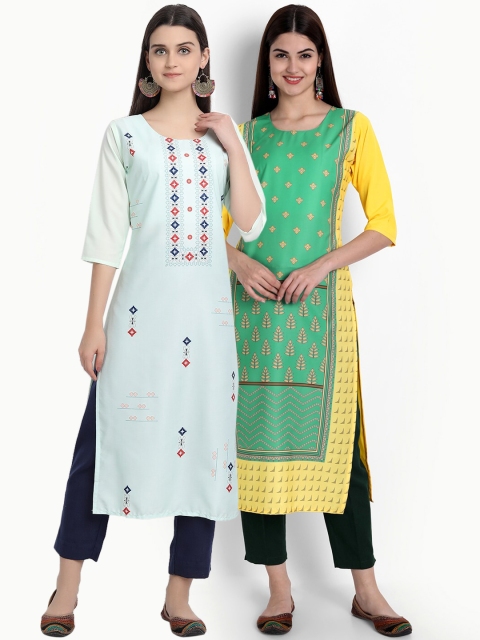 

KALINI Women Multicoloured Geometric Printed Crepe Kurta, Multi