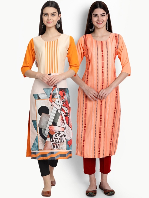 

KALINI Women Multicoloured Floral Printed Crepe Kurta, Multi