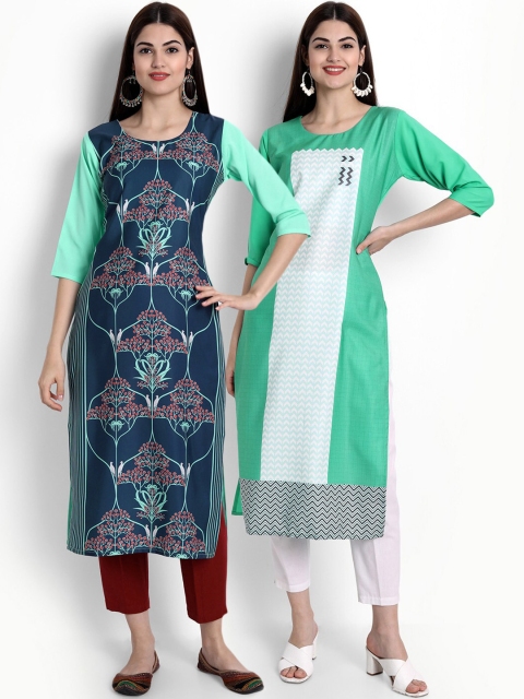 

KALINI Women Multicoloured Ethnic Motifs Printed Crepe Kurta, Multi