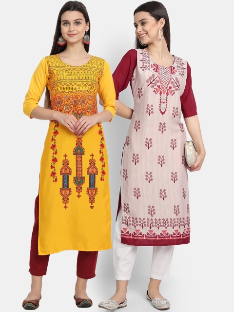 

KALINI Women Multicoloured Ethnic Motifs Embroidered Crepe Kurta, Multi