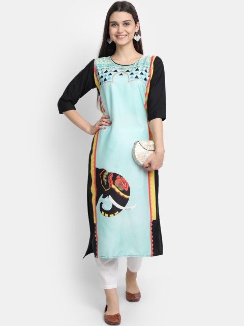 

KALINI Women Multicoloured Colourblocked Chikankari Crepe Kurta, Multi