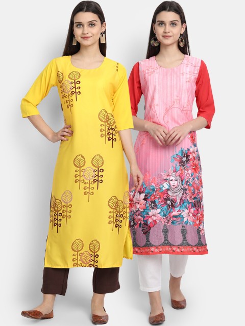

KALINI Women Multicoloured Ethnic Motifs Embroidered Crepe Kurta, Multi