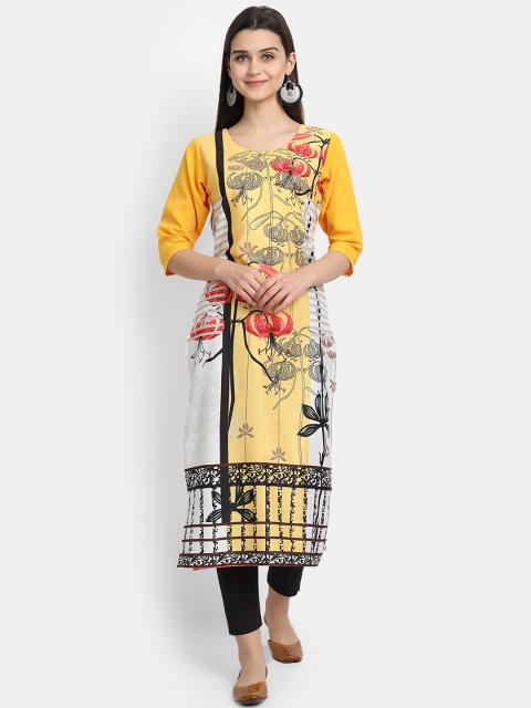 

KALINI Women Multicoloured Ethnic Motifs Printed Patchwork Crepe Kurta, Multi