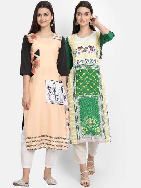 

KALINI Women Multicoloured Geometric Printed Crepe Kurta, Multi