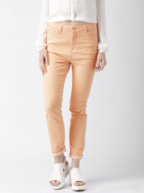 

FOREVER 21 Women Peach-Coloured Regular Fit Stretchable Jeans