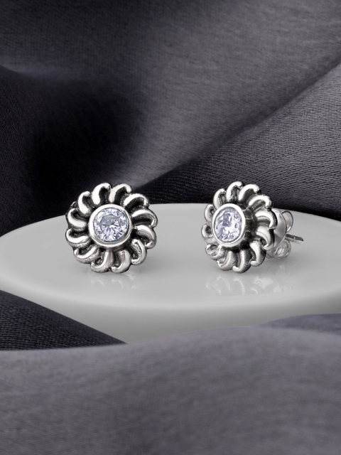 

Silvora by Peora White Floral Studs Earrings