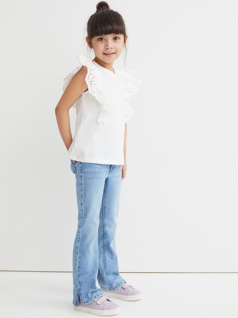 

H&M Girls Blue Flared High-Rise Heavy Fade Jeans