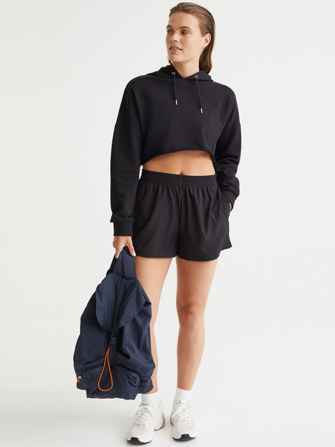 

H&M Women Black Sports shorts