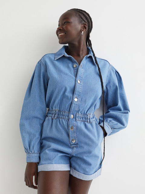 

H&M Women Blue Denim playsuit