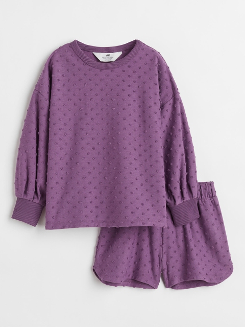 

H&M Girls Purple Top with Trousers 40% Cotton