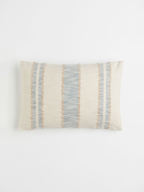 

H&M Cream-Coloured & Blue Striped Rectangle Cushion Covers