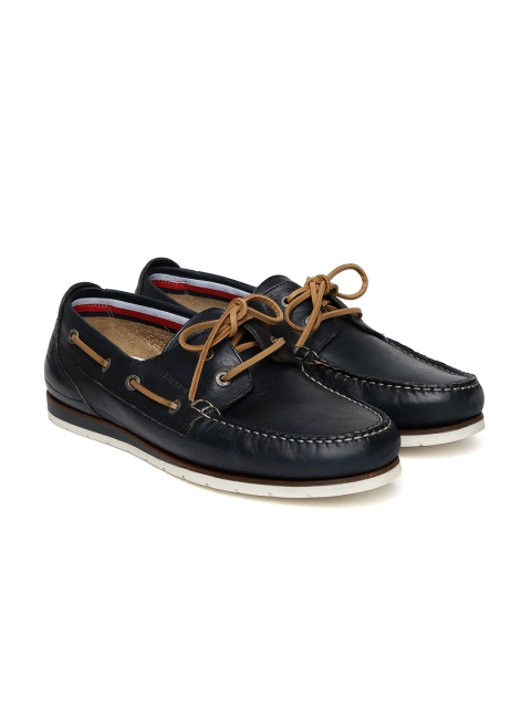 

Tommy Hilfiger Men Navy Blue Leather Boat Shoes