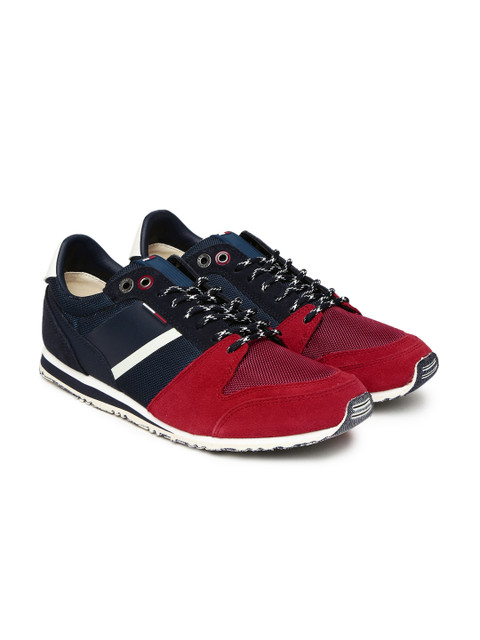 

Tommy Hilfiger Men Navy & Red Colourblocked Sneakers, Navy blue