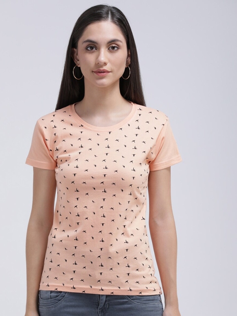 

V2 Value & Variety Peach-Coloured & mahogany rose Print Top