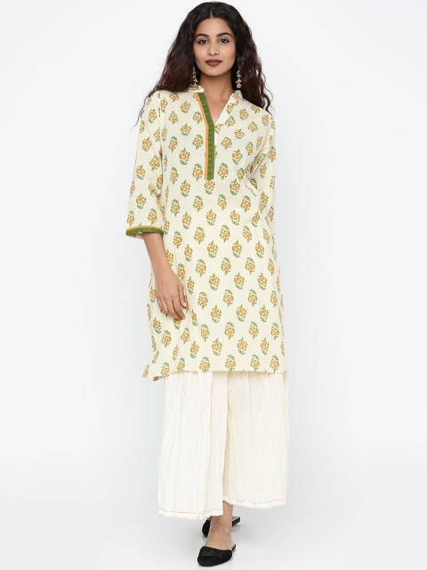 

Soch Women Cream-Coloured Printed A-Line Kurta