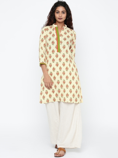 

Soch Women Cream-Coloured Printed Straight Kurta