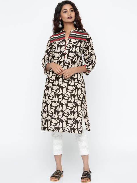 

Soch Women Beige & Black Printed A-Line Kurta