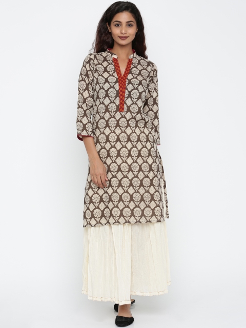 

Soch Women Grey Printed Straight Kurta