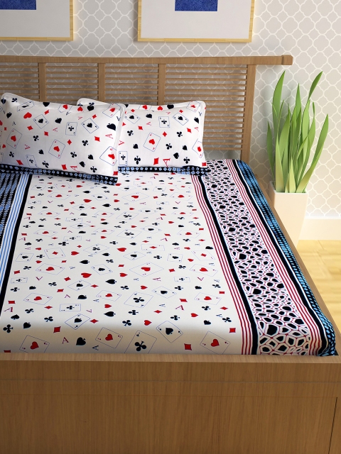 

Story@home Off-White Cotton 186 TC Fine Double Bedsheet with 2 Pillow Covers