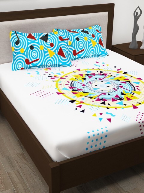

Story@home Off-White Cotton 186 TC Fine Double Bedsheet with 2 Pillow Covers