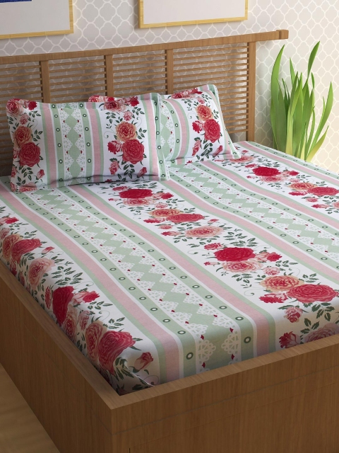

Story@home Green & Pink Cotton 186 TC Double Bedsheet with 2 Pillow Covers