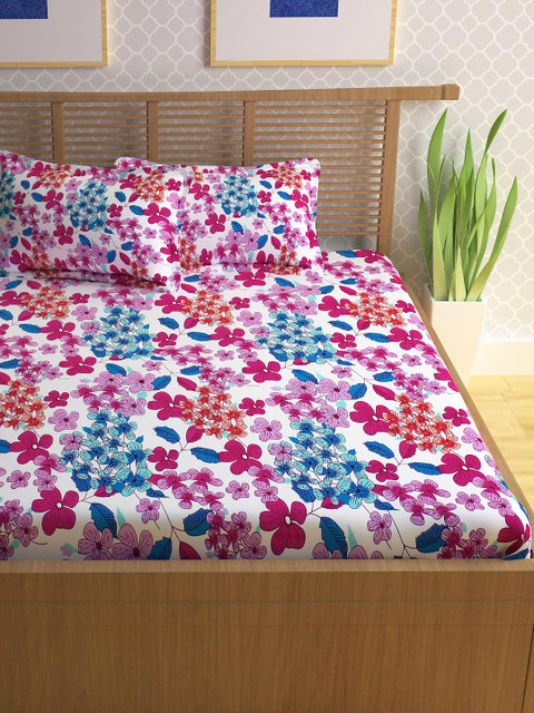 

Story@home Pink & Blue Cotton 186 TC Fine Double Bedsheet with 2 Pillow Covers