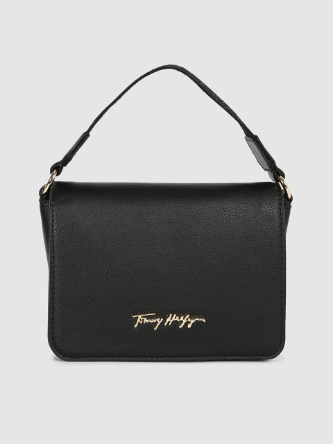 

Tommy Hilfiger Black Solid PU Regular Structured Satchel