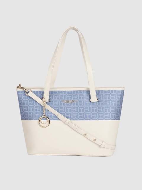 

Tommy Hilfiger White IM LATAM Brand Logo Print Structured Shoulder Bag